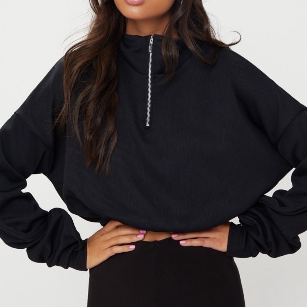 PrettyLittleThing zip front long sleeve sweater